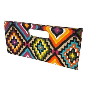 GIANNINI Multicolour Aztec Design Envelope Clutch Handbag Purse Geo East West